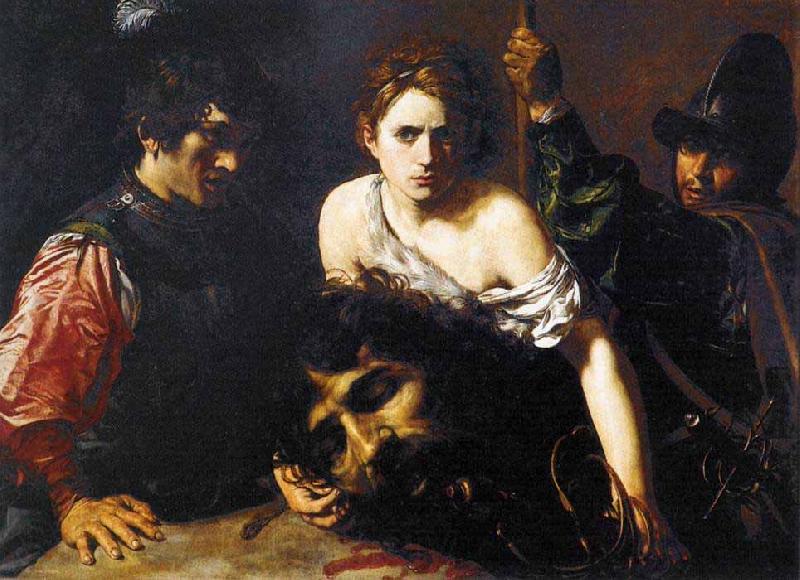 VALENTIN DE BOULOGNE David with the Head of Goliath and Two Soldiers